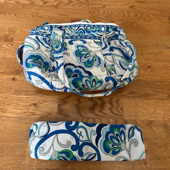 Vera Bradley Little Betsy Blue and Green Patterned Tote Bag - Picture 9 of 13